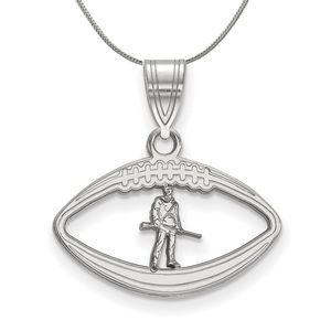 Sterling Silver West Virginia U. in Football Necklace - 18 Inch